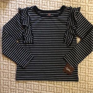 Tea collection striped ruffled top